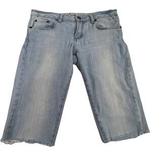Two Pair Bundle Denim Cut Off Shorts Size 1 & 2 Blue White Measurements Included